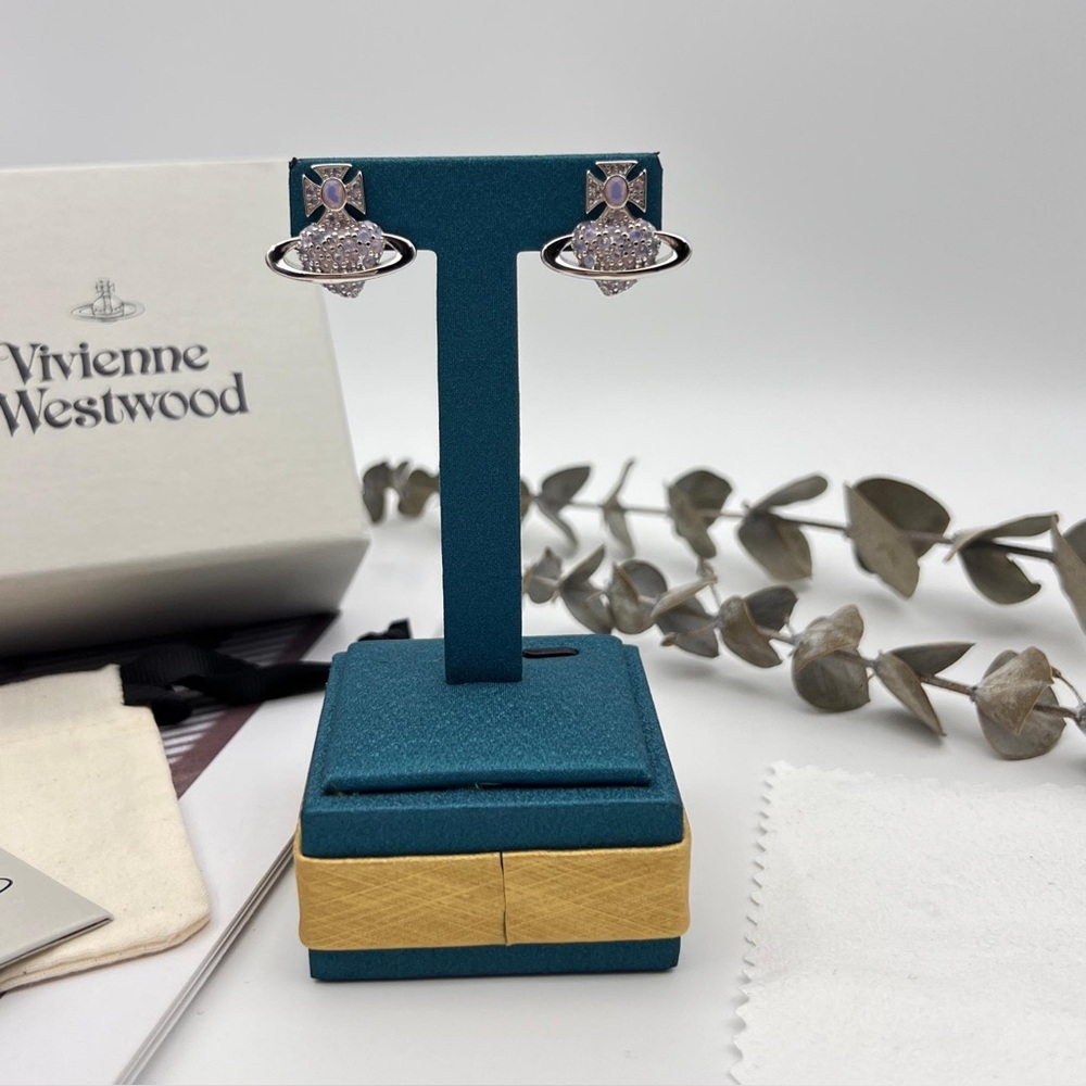 Vivienne Westwood purple Saturn heart earrings